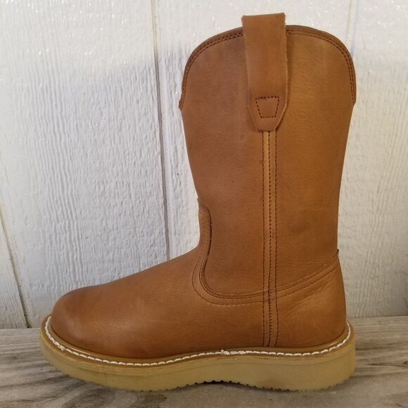 Georgia Wedge Work Wellington Mens Tan Leather Cowboy Western Boots 7.5 W G5153 - Picture 9 of 13